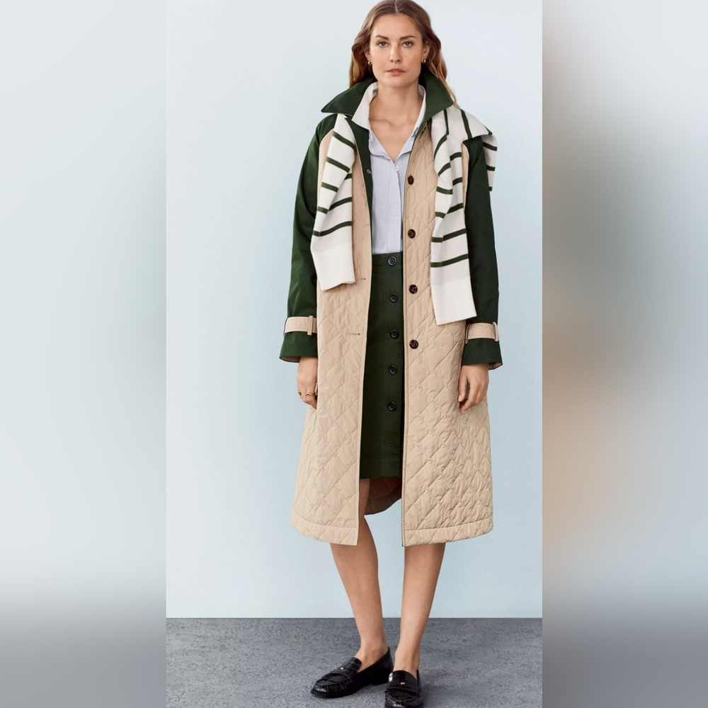 Ann Taylor Quilted Midi Coat Size S